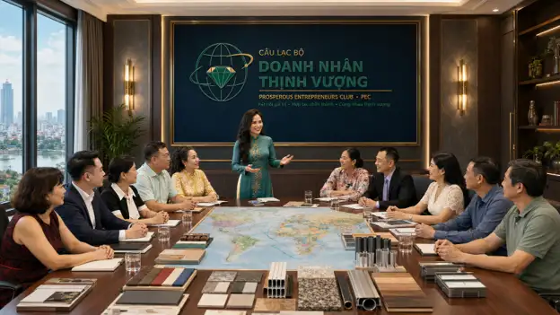Các doanh nhân Câu lạc bộ Doanh Nhân Thịnh Vượng kết nối nguồn lực và trao đổi cơ hội phát triển thị trường.