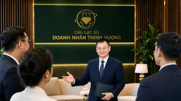 Khương Văn Sâm giới thiệu và kết nối các hội viên Câu lạc bộ Doanh Nhân Thịnh Vượng.
